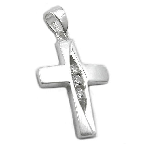 Anhänger Kreuz 3x Zirkonia Silber 925