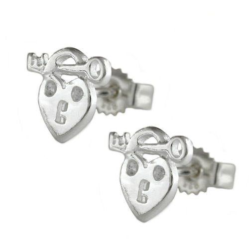 Ohrstecker Herz mit Schlüssel Silber 925