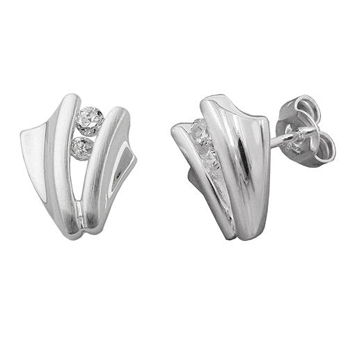 Ohrstecker je Seite 2x Zirkonia Silber 925