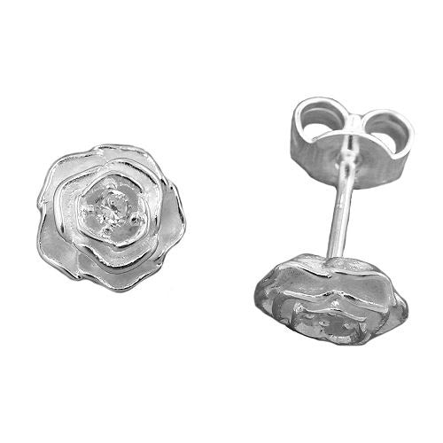Ohrstecker Rose mit Zirkonia Silber 925