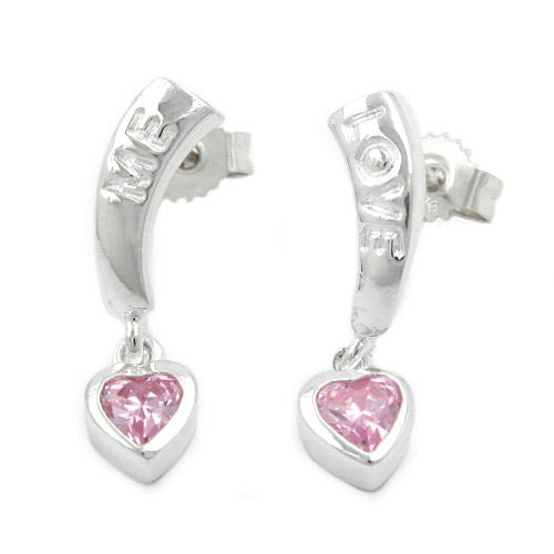 Ohrstecker LOVE Zirkonia-pink Silber 925