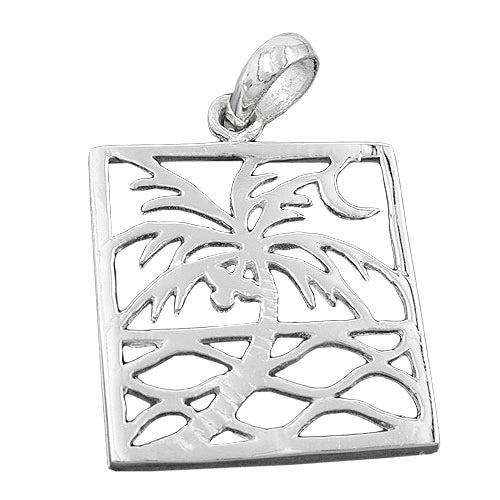 Anhänger Viereck mit Palme Silber 925