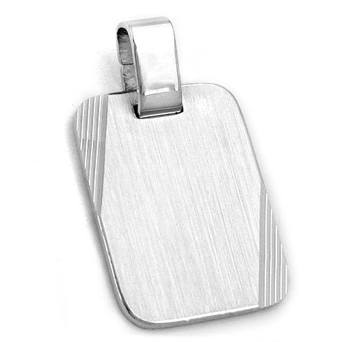 Anhänger Gravurplatte matt-diamantiert rhodiniert Silber 925