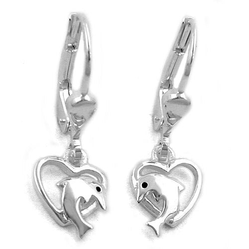 Ohrringe Brisur Herz mit Delfin Silber 925