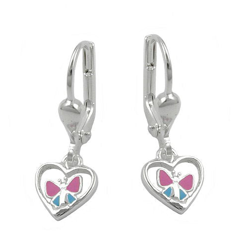 Ohrringe Brisur Herz mit Schmetterling Silber 925
