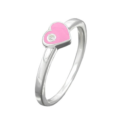 Ring Kinder Herz-pink Zirkonia Silber 925