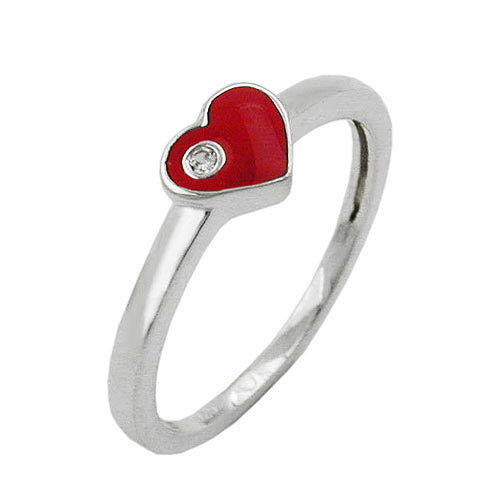 Ring Kinder Herz-rot Zirkonia Silber 925