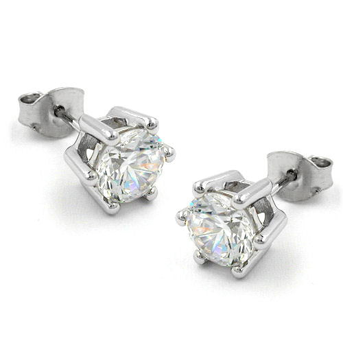 Ohrstecker 8mm Zirkonia weiß Silber 925