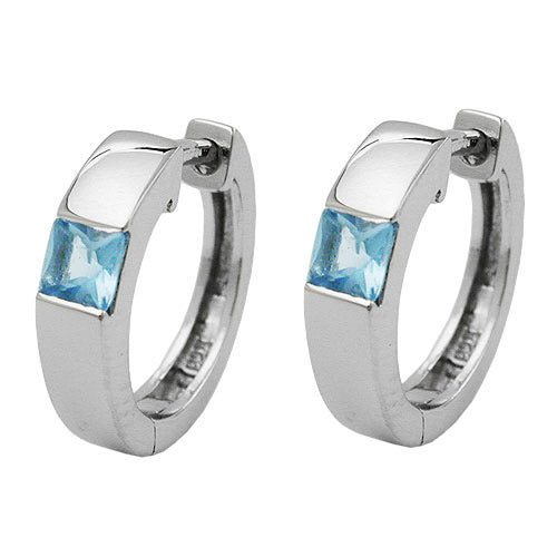 Creolen Zirkonia aqua-blau Silber 925
