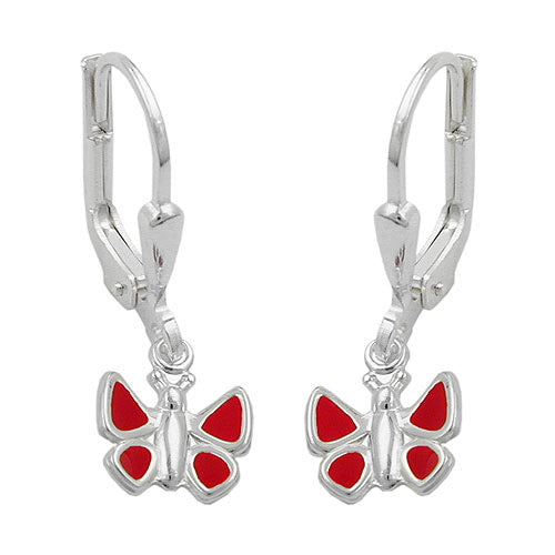 Ohrringe Brisur Schmetterling rot Silber 925