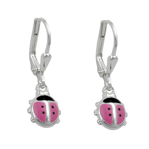 Ohrringe Brisur Marienkäfer rosa Silber 925