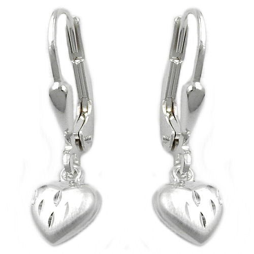 Ohrringe Brisur Herz-matt-diamantiert Silber 925
