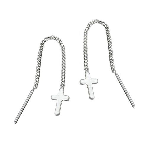 Ohrringe Durchzieher Kreuz Silber 925