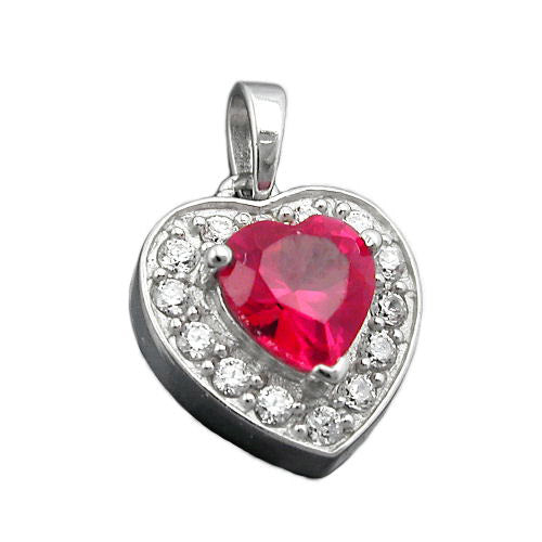 Anhänger Herz Zirkonia rot Silber 925