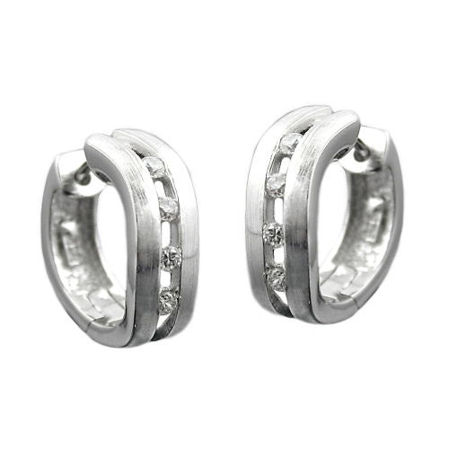 Creolen matt mit Zirkonia Silber 925