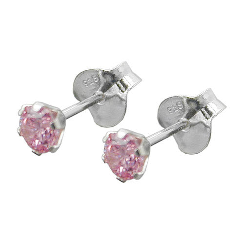 Ohrstecker Zirkonia pink Silber 925