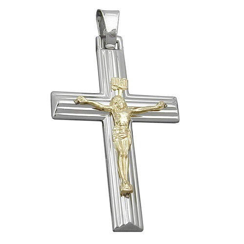 Anhänger Kreuz Jesus bicolor Silber 925