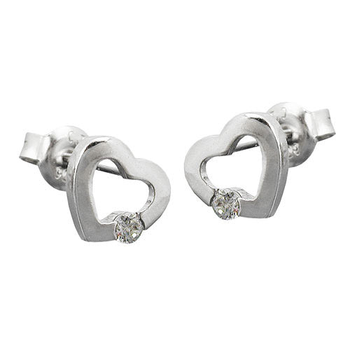 Ohrstecker Herz mit Zirkonia Silber 925