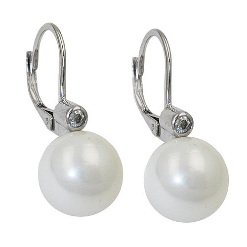 Ohrringe Brisur Perle 11mm Zirkonia Silber 925