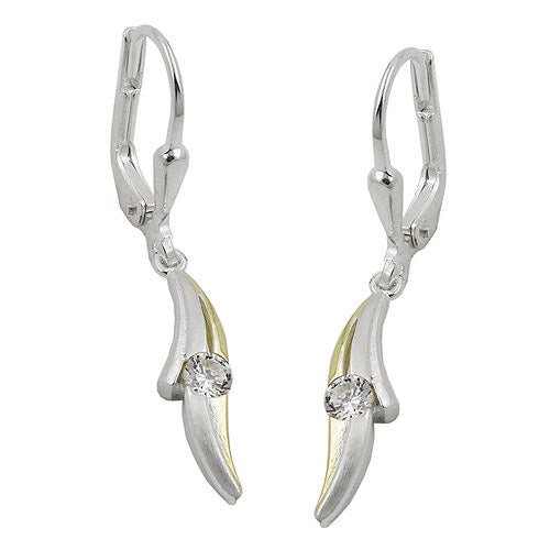 Ohrringe Brisur bicolor Zirkonia Silber 925