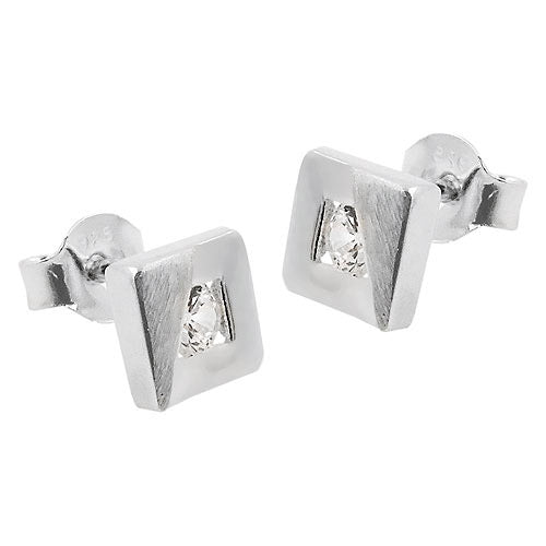 Ohrstecker Viereck Zirkonia Silber 925