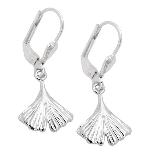 Ohrringe Brisur Ginkgo-Blatt glänzend Silber 925