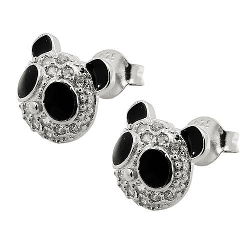 Ohrstecker Pandakopf Zirkonia Silber 925