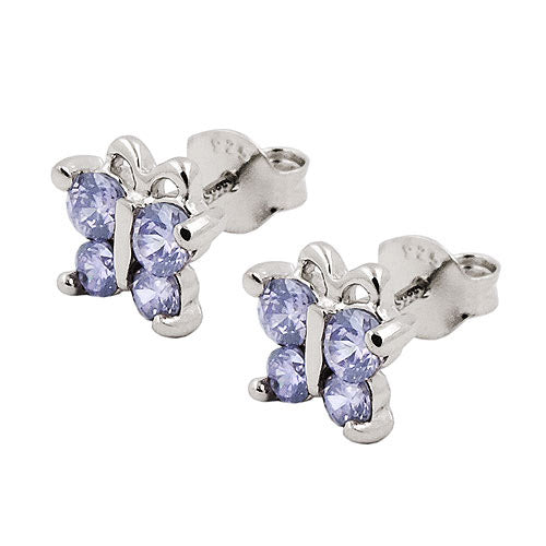 Ohrstecker Schmetterling lila Silber 925
