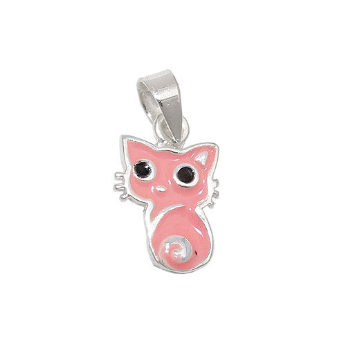 Anhänger rosa Katze Silber 925