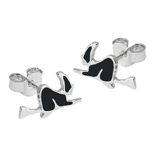 Ohrstecker Hexe schwarz Silber 925