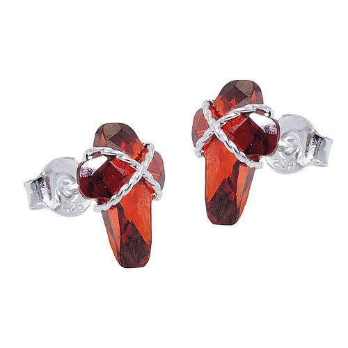 Ohrstecker Kreuz Zirkonia-granat Silber 925