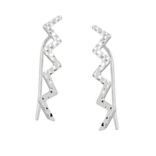 Ohrringe Ohrklemme Zickzack diamantiert Silber 925