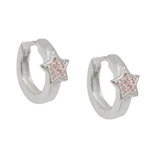 Creolen Stern mit Zirkonia pink Silber 925
