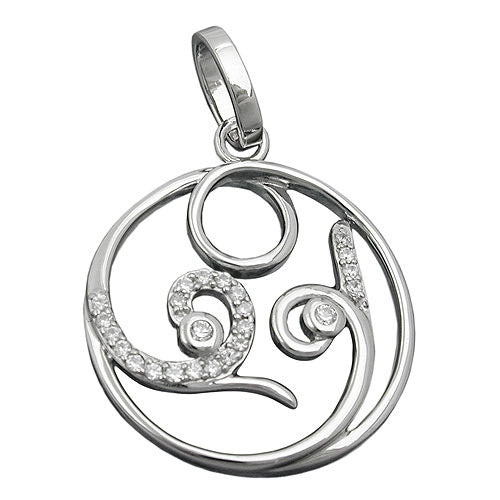 Anhänger rund mit Zirkonia Silber 925