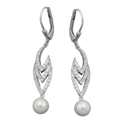 Ohrringe Brisur Perle und Zirkonia Silber 925