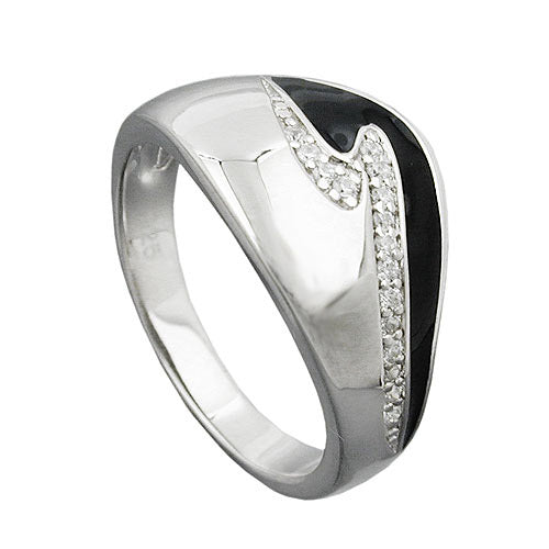 Ring schwarz mit Zirkonia Silber 925