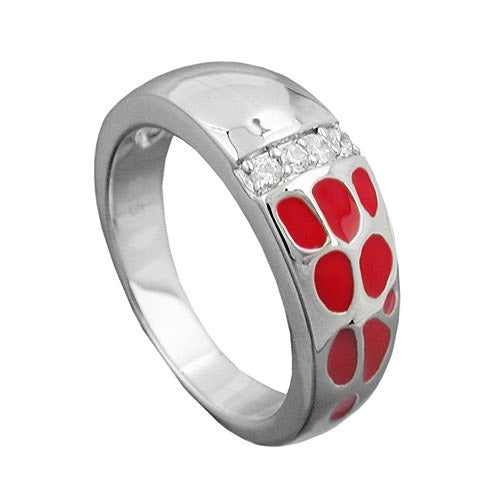 Ring rot mit Zirkonia Silber 925