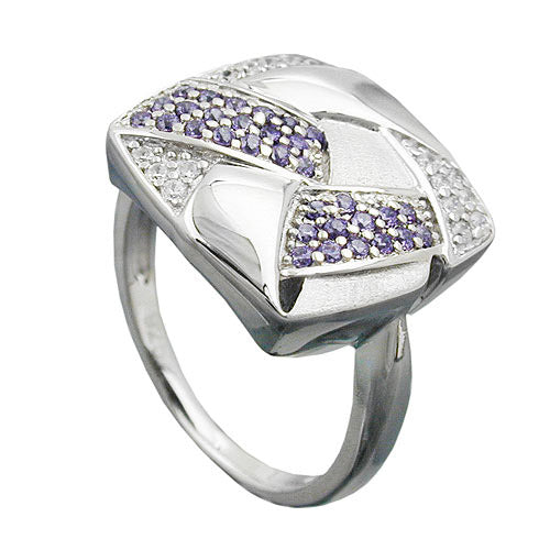 Ring Viereck mit Zirkonia Silber 925