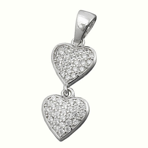 Anhänger 2 Herzen Zirkonia Silber 925