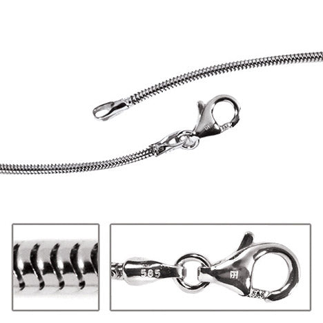 Schlangenkette 585 Weißgold 1 4 mm 38 cm Gold Kette Halskette Weißgoldkette