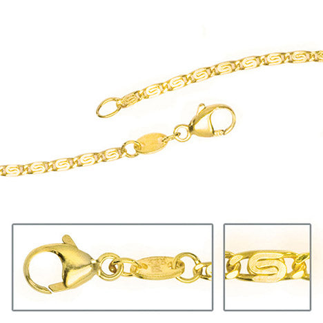 S-Panzerkette 333 Gelbgold diamantiert 1 6 mm 38 cm Gold Halskette Goldkette