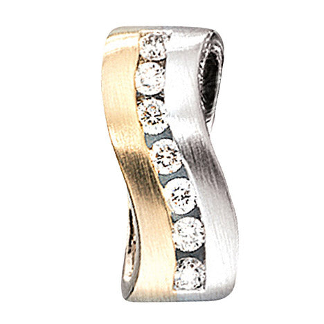 Anhänger 585 Gold Weißgold Gelbgold bicolor matt 7 Diamanten Brillanten