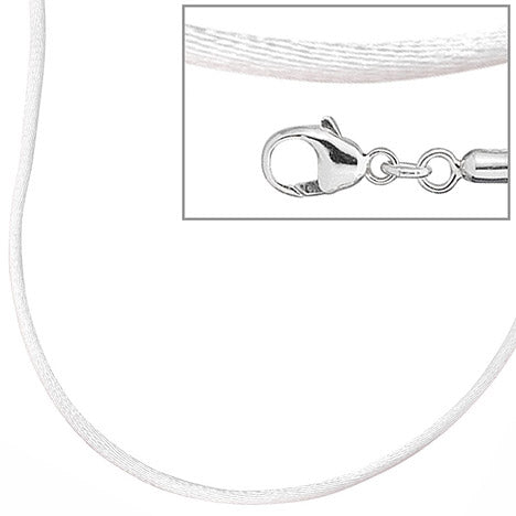 Collier Halskette Seide weiss 42 cm Verschluss 925 Silber Kette
