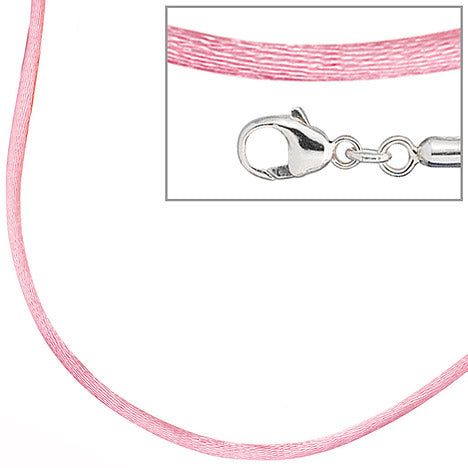 Collier Halskette Seide rosé 42 cm Verschluss 925 Silber Kette