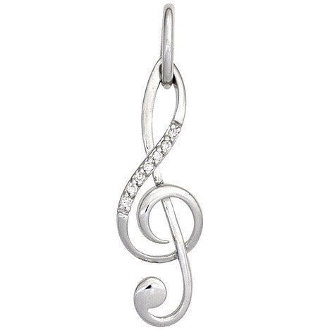 Anhänger Notenschlüssel Musik 585 Gold Weißgold 7 Diamanten Brillanten