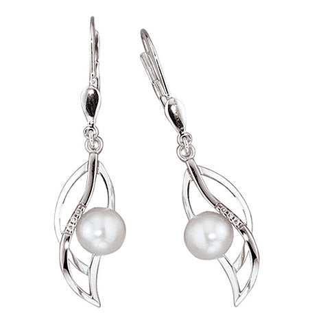 Boutons 585 Gold Weißgold mattiert 6 Diamanten Brillanten Ohrringe Ohrhänger