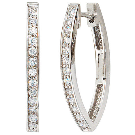 Creolen oval 925 Sterling Silber mit Zirkonia Ohrringe Silbercreolen