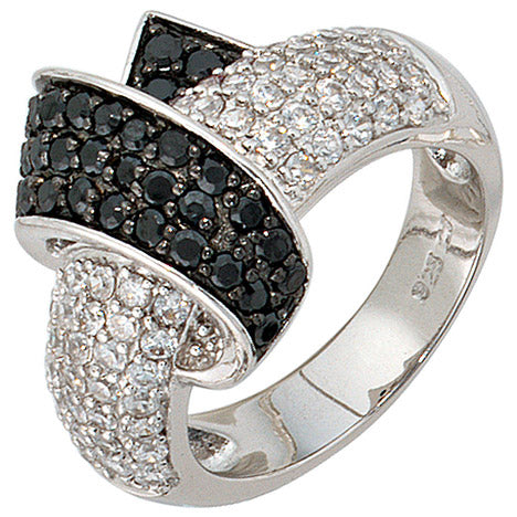 Damen Ring 925 Sterling Silber rhodiniert mit Zirkonia Silberring