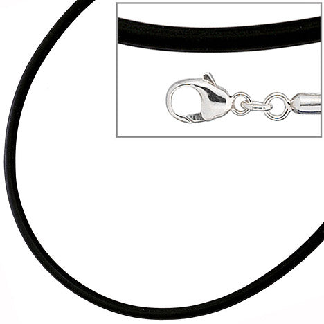 Halskette Kautschuk schwarz mit 925 Silber 2 mm 42 cm Kautschukkette –  GOETTGEN