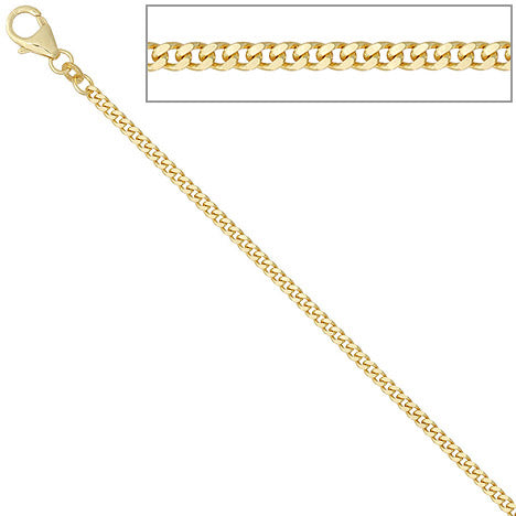 Panzerkette 333 Gelbgold 2 3 mm 70 cm Gold Kette Halskette Goldkette Karabiner